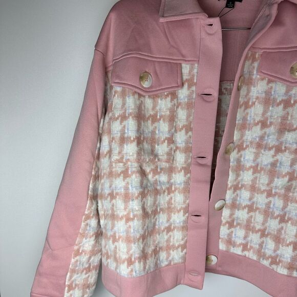 Blush pink houndstooth shacket - Picture 8 of 14